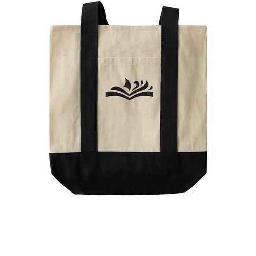 KPL Logo Tote, a Natural/Black Two-Tone Grocery Tote Bag