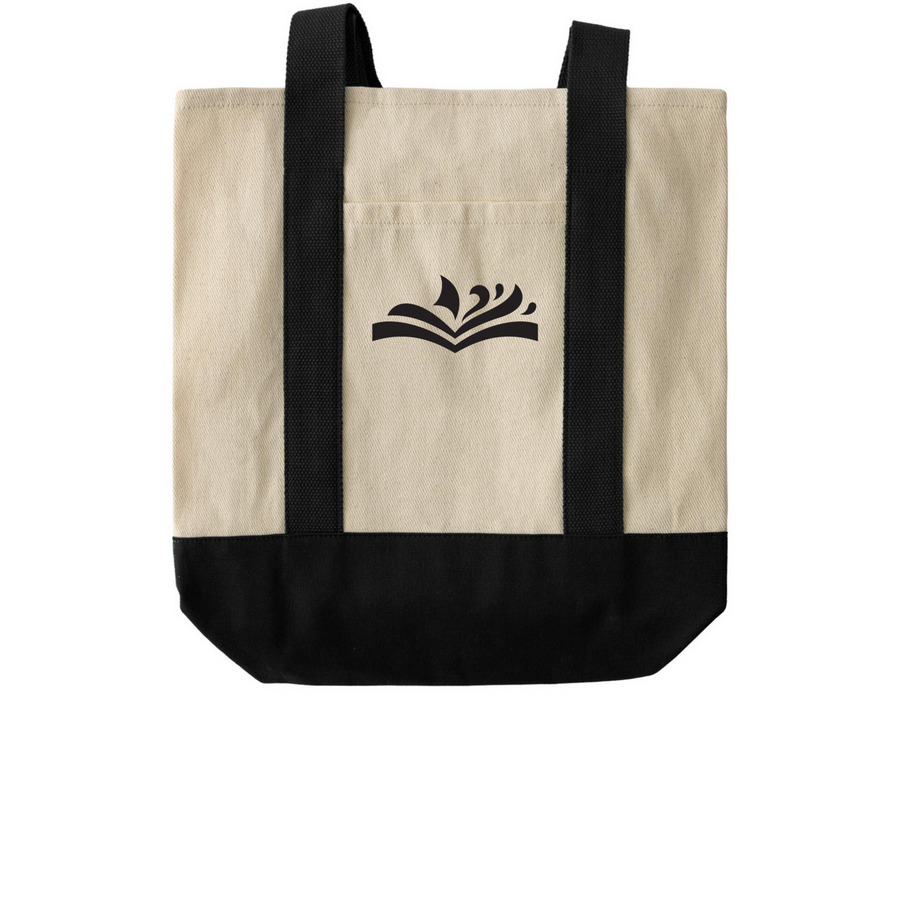 KPL Logo Tote, a Natural/Black Two-Tone Grocery Tote Bag