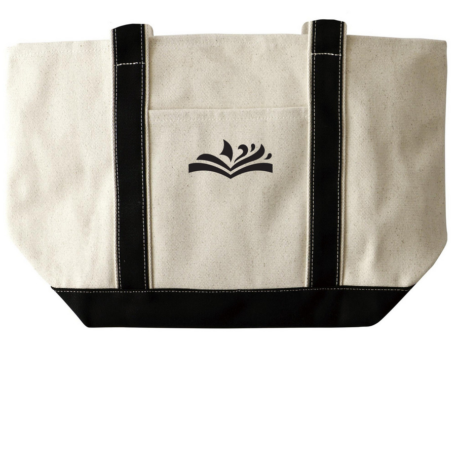 KPL Logo Tote, a Natural/Black Large Two-Tone Canvas Tote Bag