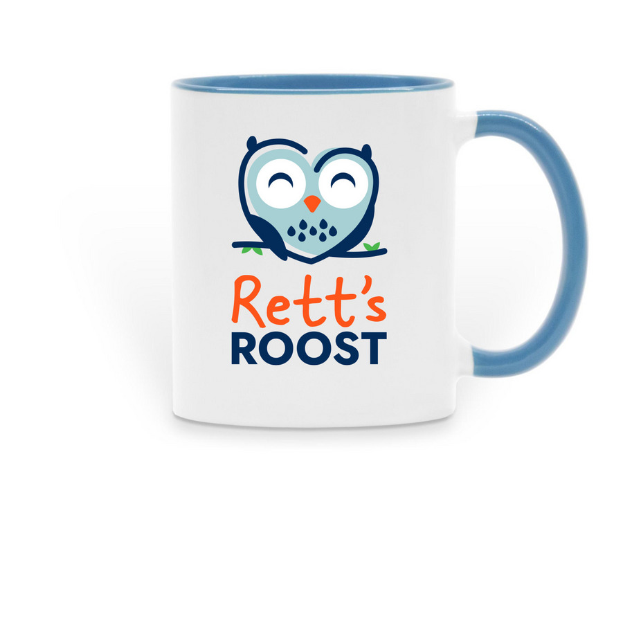Rett's Roost Mug, a Light Blue Two-Tone Ceramic Mug