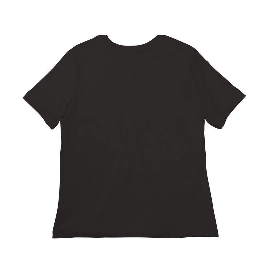 ROCKER DUCK, a Black Women?s Relaxed Cotton Tee (back-view)