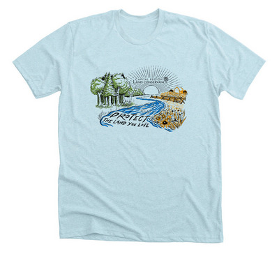 Protect the Land You Love - Full color, a Heather Ice Blue Premium Unisex Tee
