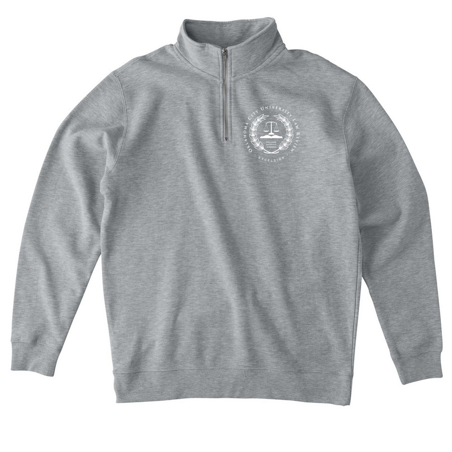 Law Review Seal Quarter Zip & Zip Up, a Grey Heather Midweight Quarter Zip Pullover