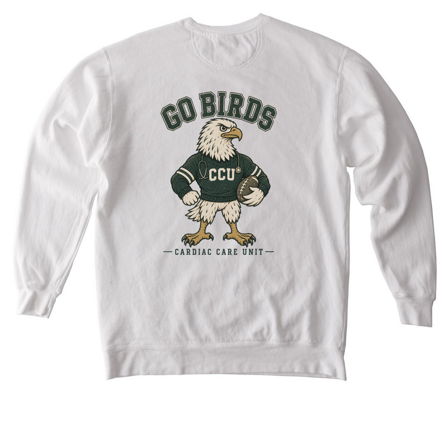 Go Birds CCU&nbsp;, a White Comfort Colors Crewneck Sweatshirt (back-view)