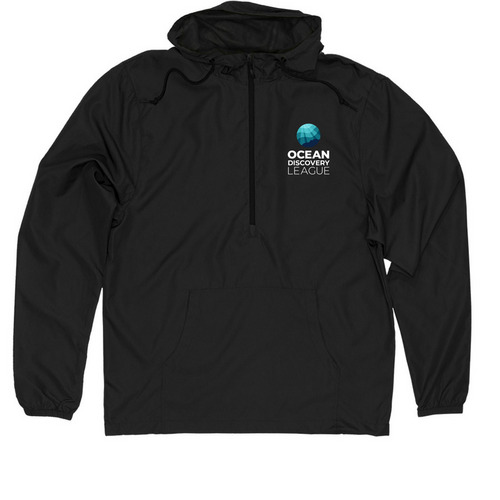 Quarter-Zip Windbreaker (Black, Stacked Logo), a Black Quarter-Zip Windbreaker