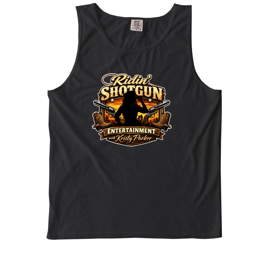 Ridin' Shotgun Tank Top, a Black Comfort Colors Tank Top
