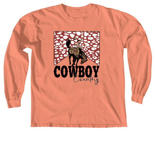 Cowboy Country Printed Series, a Terracotta Comfort Colors Long Sleeve Tee