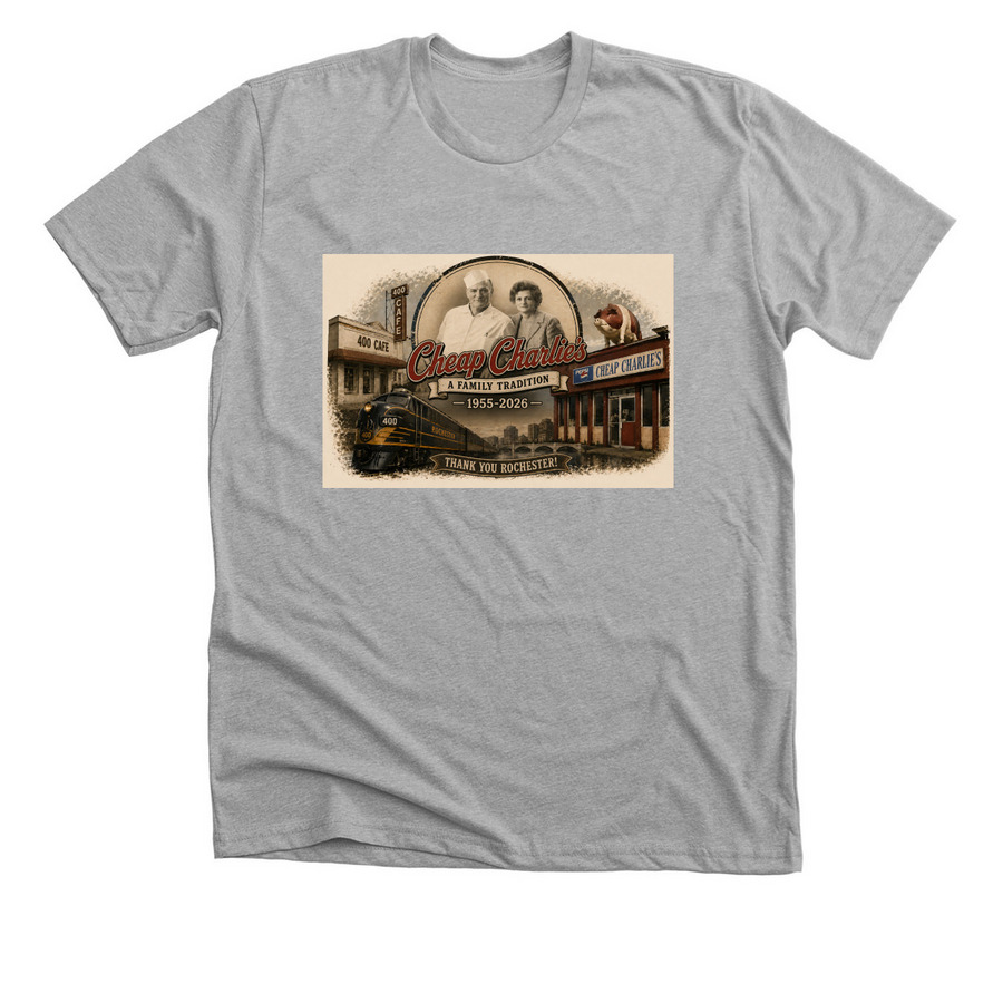 Cheap Charlies, a Athletic Heather Premium Unisex Tee