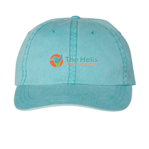 Hats Off to Helix!, a Aqua Printed Pigment Dye Baseball Cap