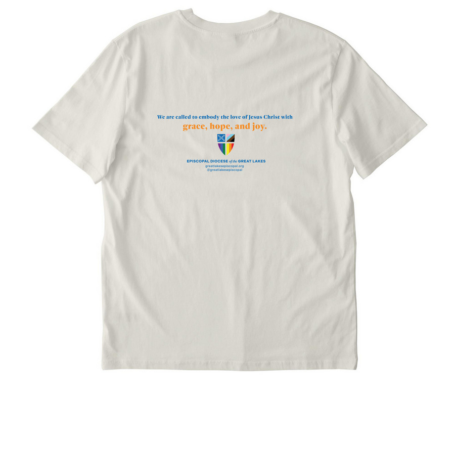 ? Great Lakes Episcopride 2026, a Natural Raw Stanley/Stella Unisex Creator 2.0 Tee (back-view)