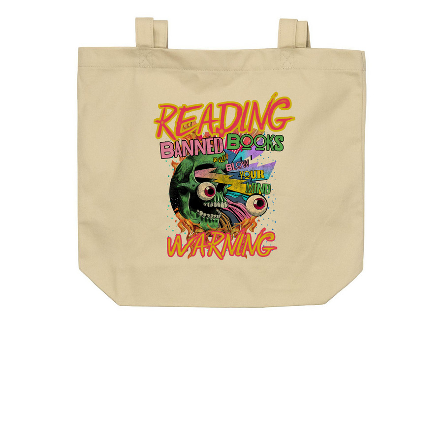 READING BANNED BOOKS will BLOW YOUR MIND, a Oyster Organic Cotton Tote Bag