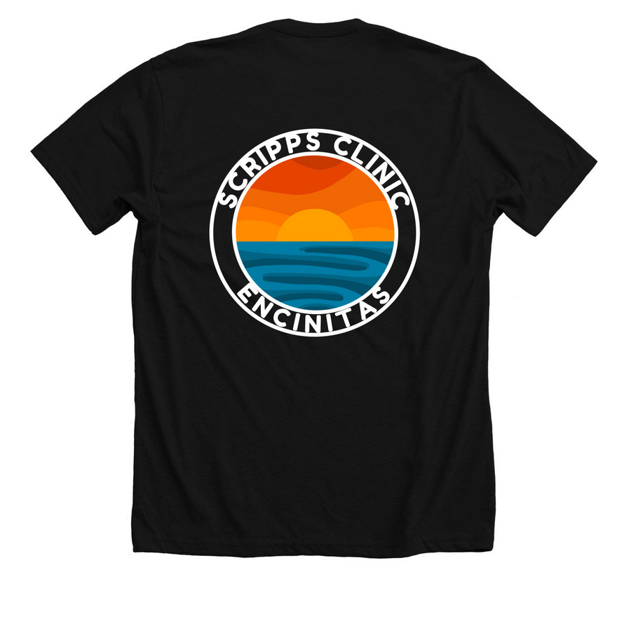 SCRIPPS CLINIC ENCINITAS - VIEWS, a Solid Black Blend Premium Unisex Tee (back-view)