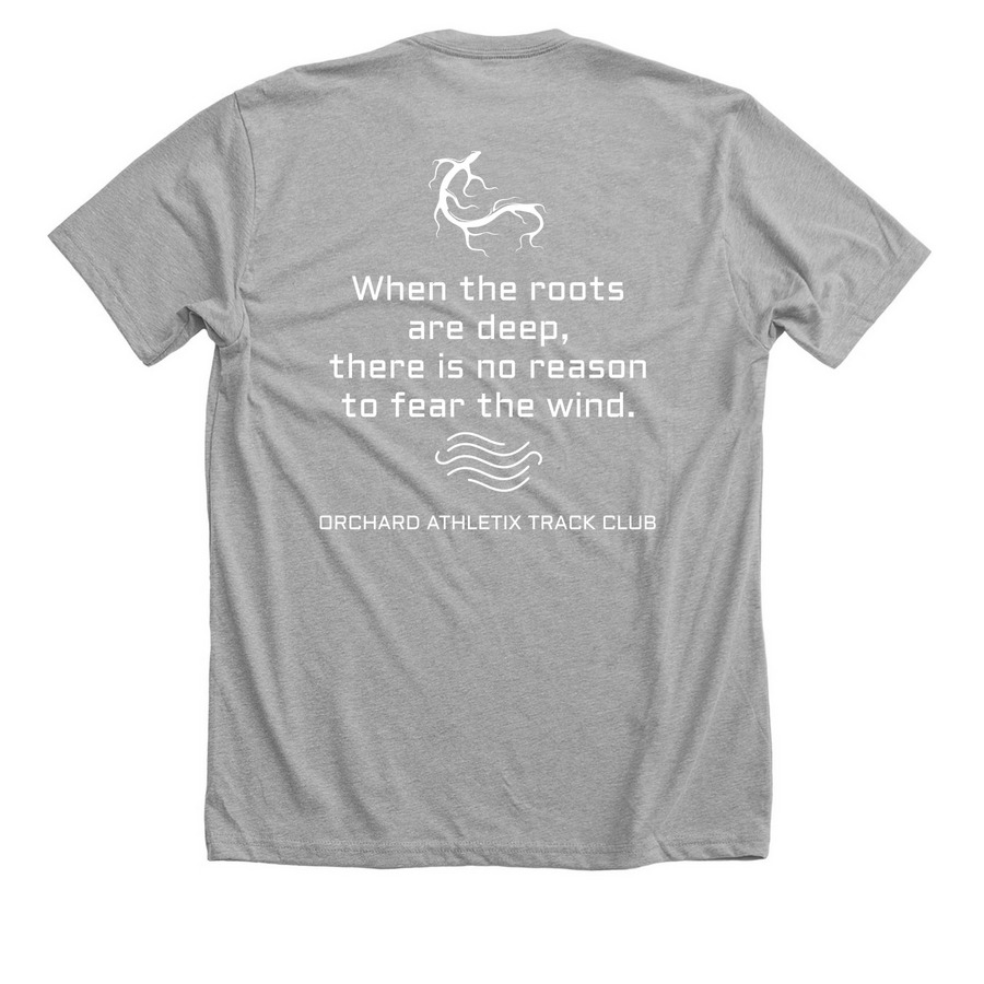 ORCHARD ATHLETIX APPAREL DESIGN #2, a Athletic Heather Premium Unisex Tee (back-view)