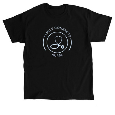 Family Connects Nurse, a Black Classic Unisex Tee