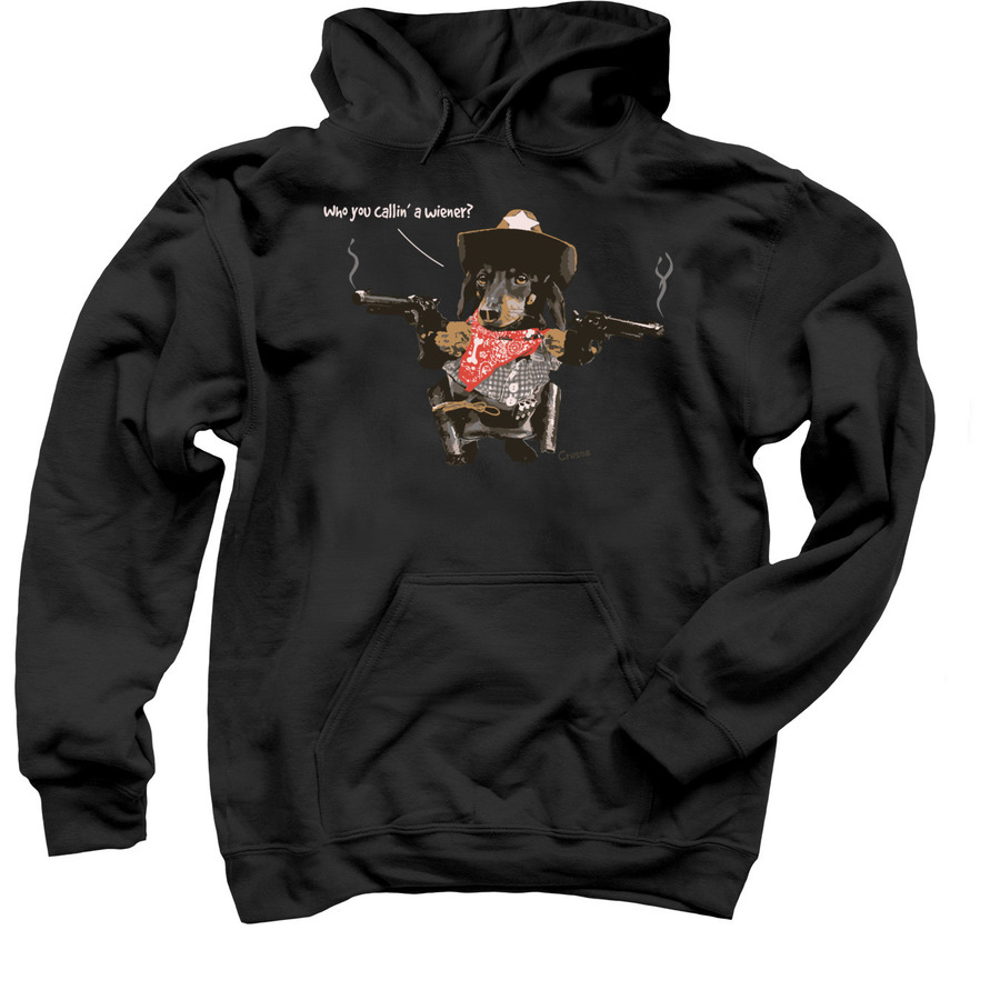 Who You callin' a Wiener?, a Black Pullover Hoodie