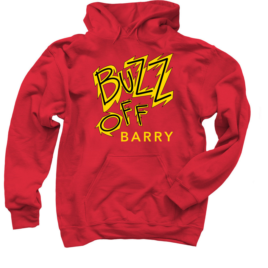 Buzz Off Barry (long sleeves), a Red Pullover Hoodie