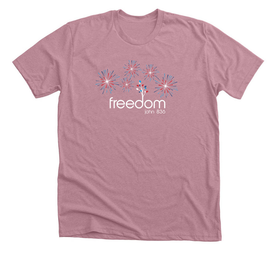 Red, White and Free!, a Heather Orchid Premium Unisex Tee