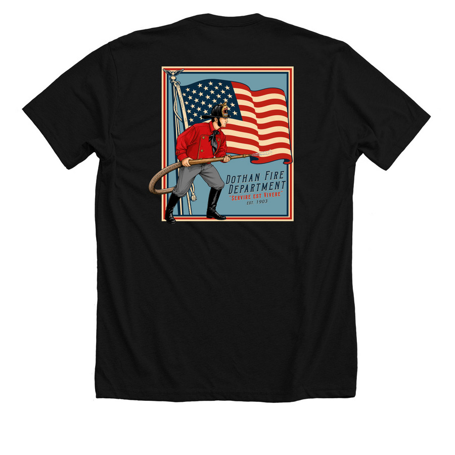 Vintage Americana, a Solid Black Blend Premium Unisex Tee (back-view)