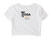 Mighty Aphrodites, a White Women's Fitted Cropped Tee (back-view)