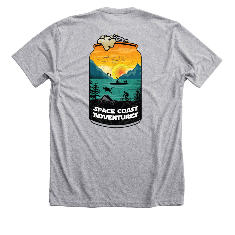 SCA's "Beer-Can" Logo- Black, a Athletic Heather Premium Unisex Tee (back-view)