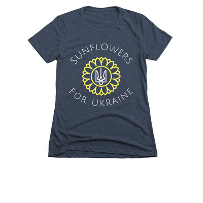 Sunflowers for Ukraine&nbsp;, a Midnight Navy Women's Slim Fit Tee