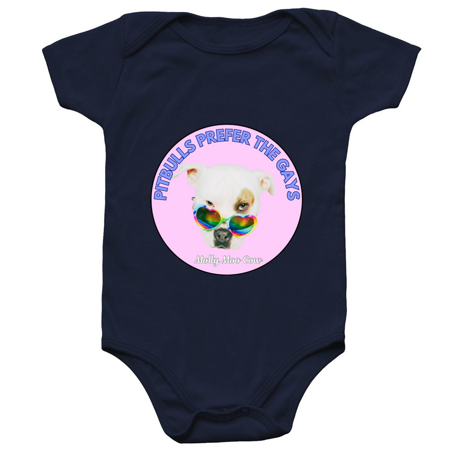 MOLLY MOO COW LOVES THE GAYS!, a Navy Infant Onesie