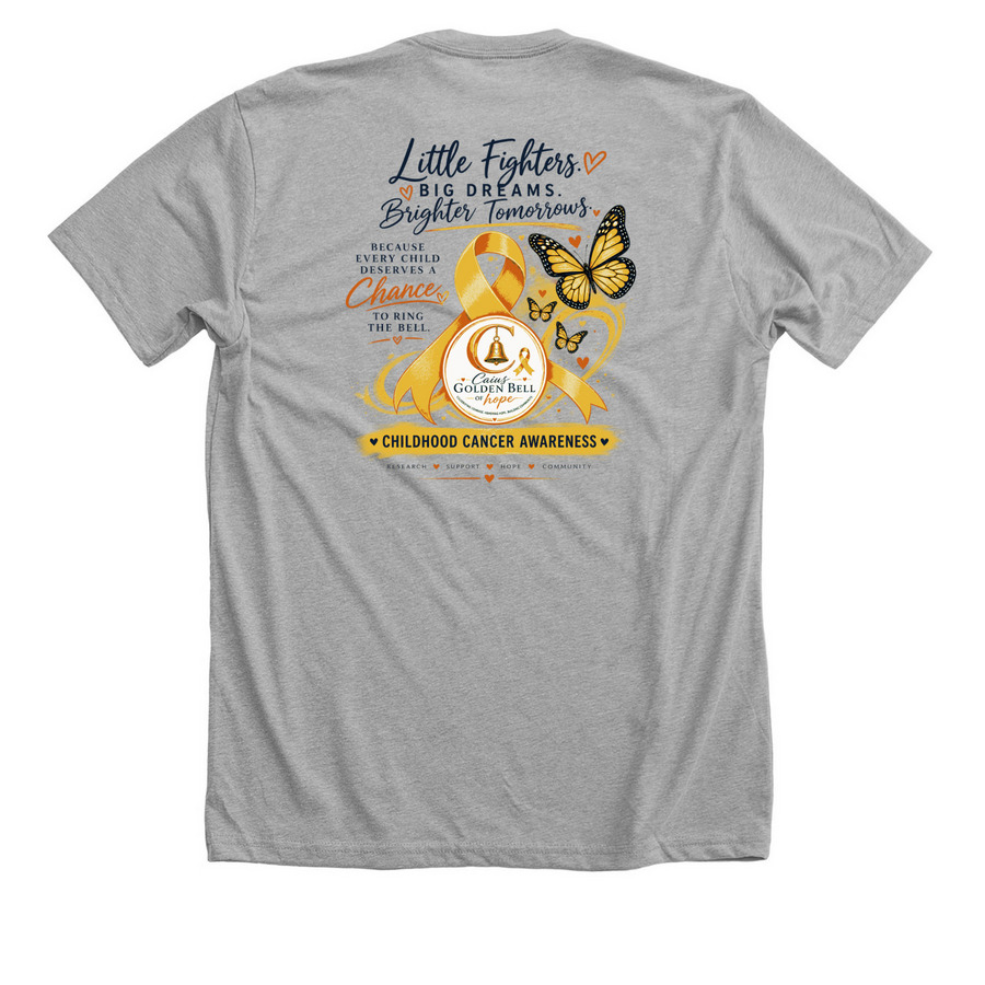 Caius Golden Bell of Hope, a Athletic Heather Premium Unisex Tee (back-view)