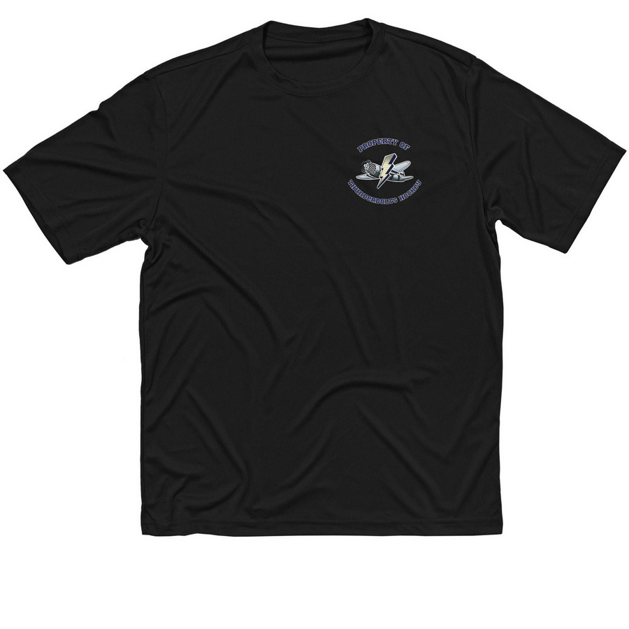 Property of Thunderbolts Logo activewear, a Black Classic Performance Tee