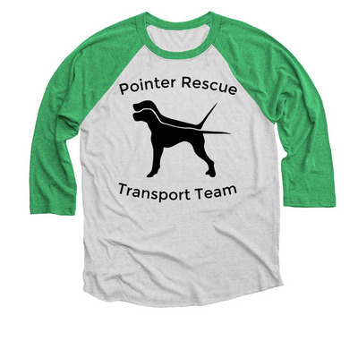 Pointer Rescue Transport Team Shirts, a Envy and Heather White 3/4 Sleeve Baseball Tee