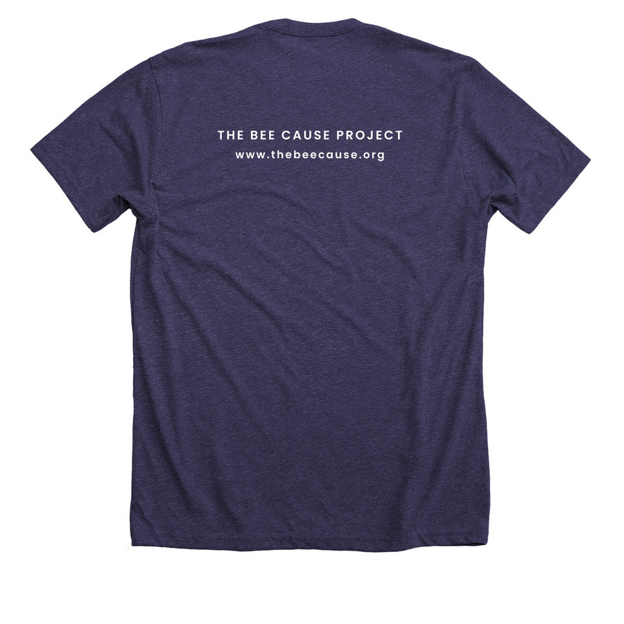 Classic Bee Cause Logo design, a Heather Lapis Premium Unisex Tee (back-view)