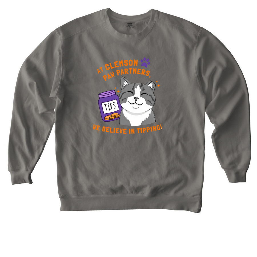 Clemson Paw Partners, a Grey Comfort Colors Crewneck Sweatshirt
