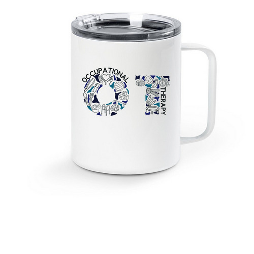 OT Travel Mug, a White Stainless Steel Travel Mug