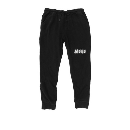 JESUS, a Black Midweight Fleece Joggers
