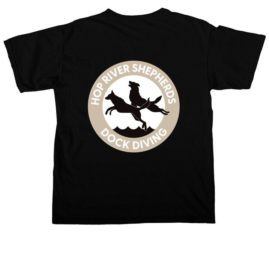 Hop River Dock Diving&nbsp;, a Black Comfort Colors Unisex Tee (back-view)