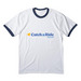 Catch a Ride in Style, a White/ Navy Cotton Ringer Tee