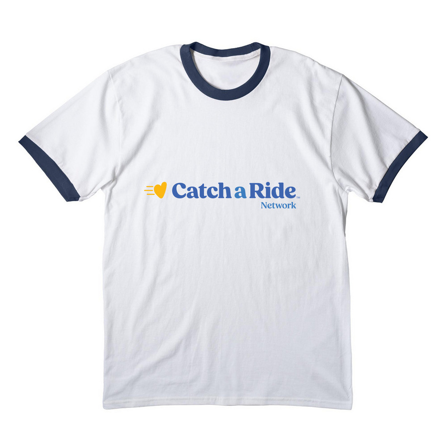 Catch a Ride in Style, a White/ Navy Cotton Ringer Tee