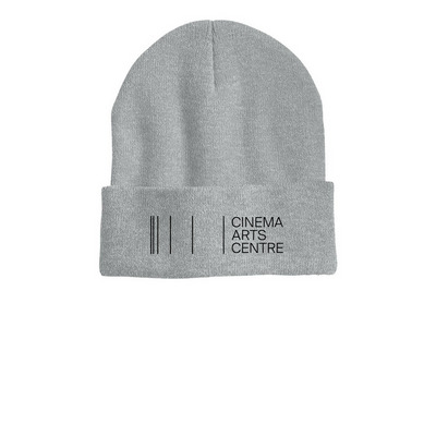 CAC: Black Logo Beanies, a Heather Grey Printed Cuffed Beanie