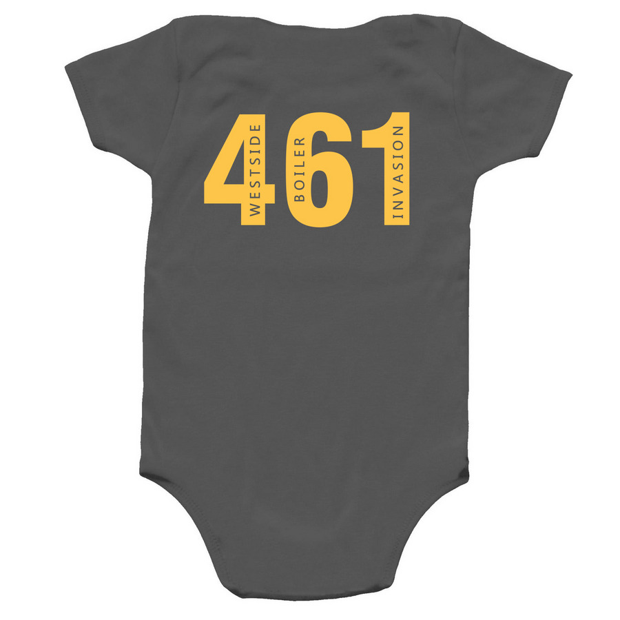 Throwback Onesie, a Charcoal Infant Onesie (back-view)