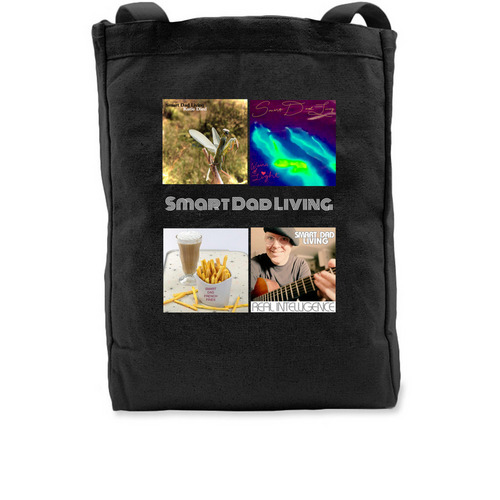Smart Dad Living Album Covers Tote Bag, a Black Recycled Cotton Tote Bag