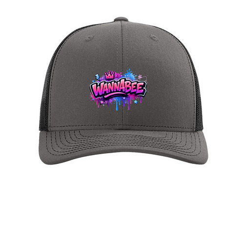WANNABEE Graffiti CAP, a Charcoal/ Black Printed Snapback Trucker Cap
