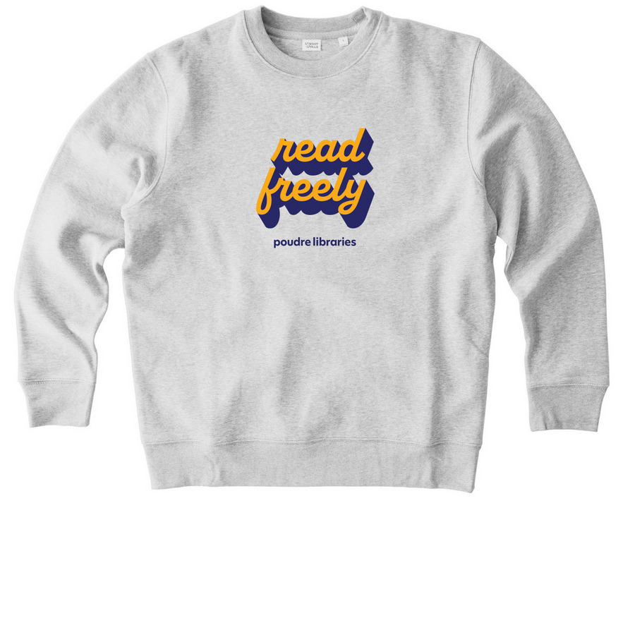 Read Freely, a Cool Heather Grey Stanley/Stella Unisex Changer 2.0 Crewneck Sweatshirt