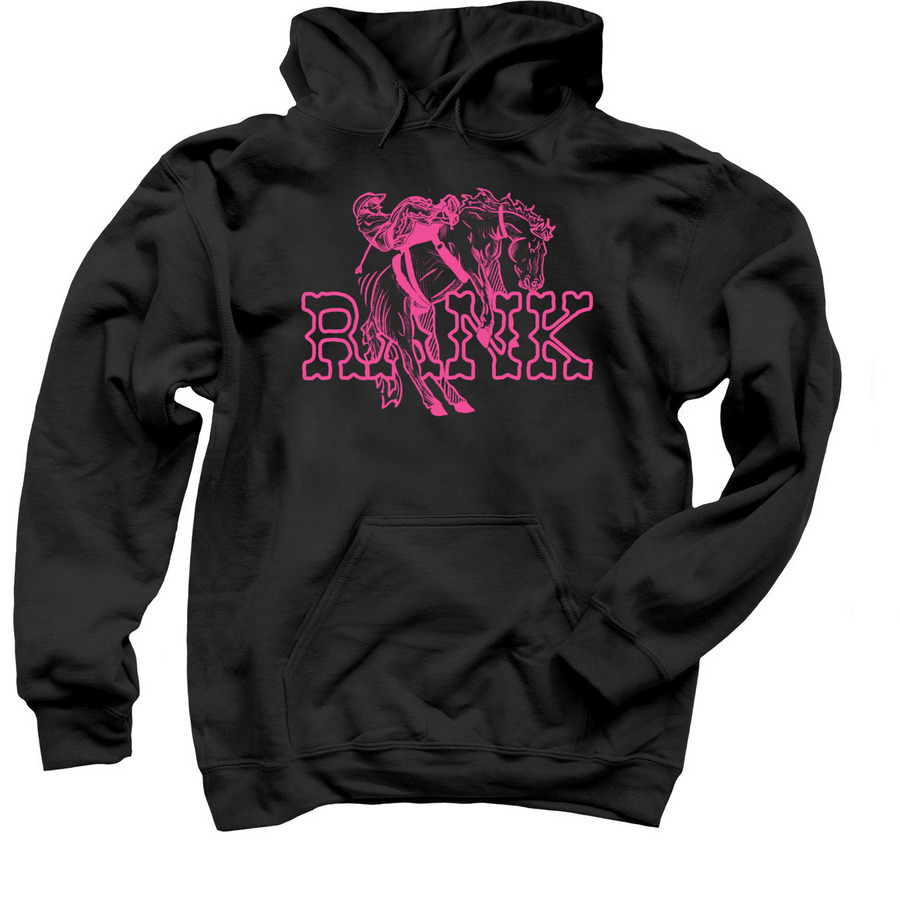 ?Fkn Rank? (pink logo), a Black Pullover Hoodie
