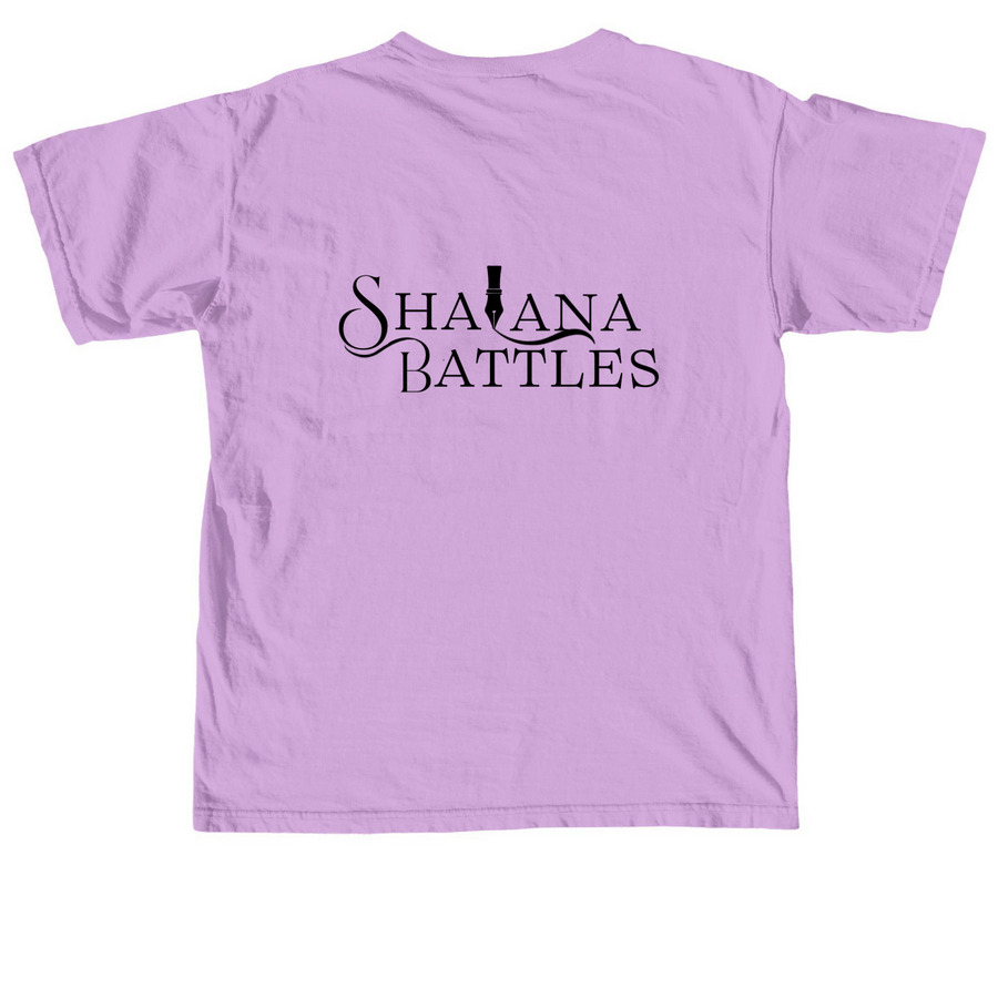 Battles Book Tour 2026, a Neon Violet Comfort Colors Unisex Tee (back-view)