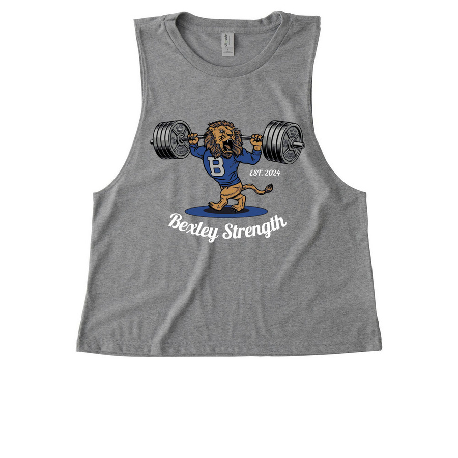 Bexley Strength Lion, a Aluminum Grey Allmade Eco Triblend Women?s Muscle Tank