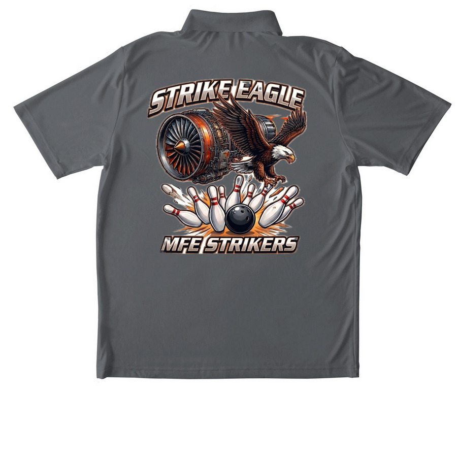 MFE Strikers&nbsp;, a Iron Grey Unisex Performance Polo (back-view)