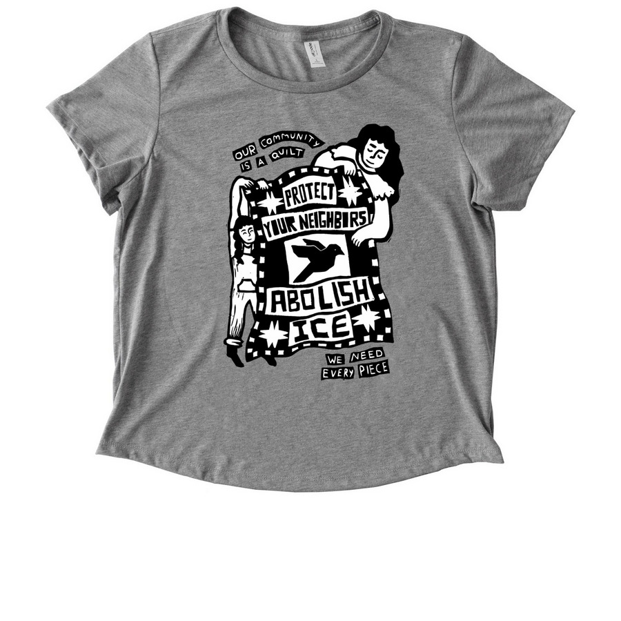Our Community is a Quilt, a Aluminum Grey Allmade Eco Triblend Women?s Scoop Neck Tee