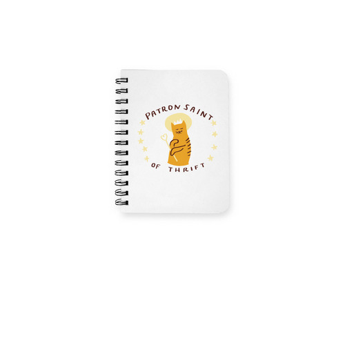 Patron Saint of Thrift Notebook, a White Spiral Notebook