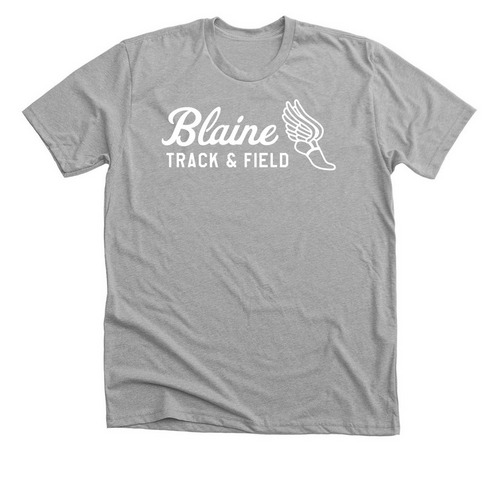 Blaine Track & Field White, a Athletic Heather Premium Unisex Tee