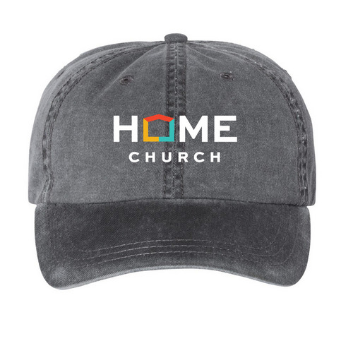 Home Church Merch, a Black Printed Pigment Dye Baseball Cap