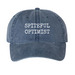 Spiteful optimist, a Navy Printed Pigment Dye Baseball Cap